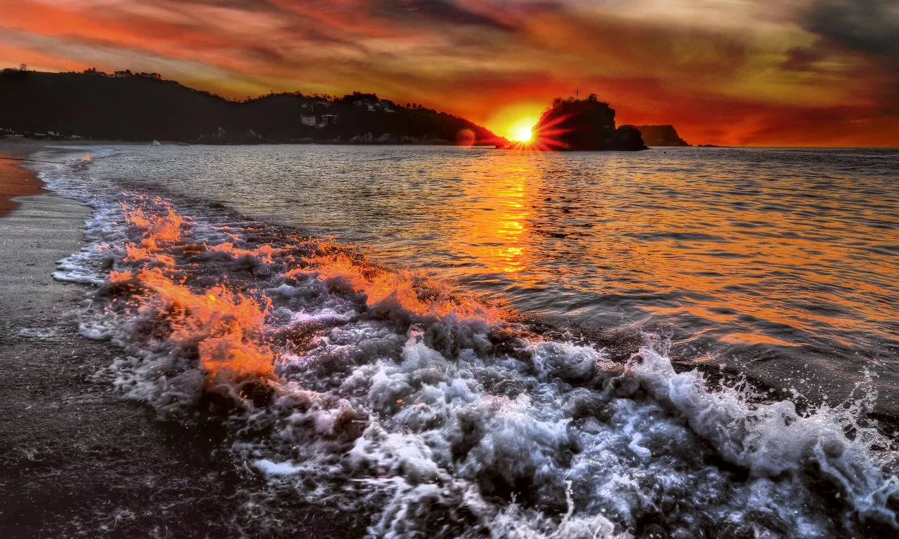 закат, красивий, море