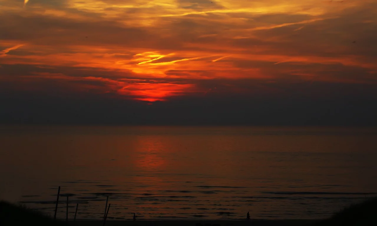 закат, море