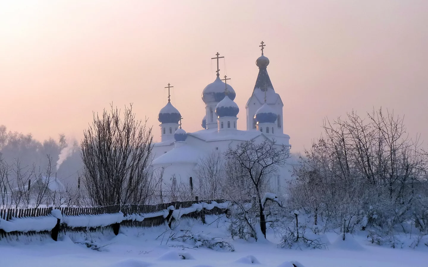 снег, церковь, зима