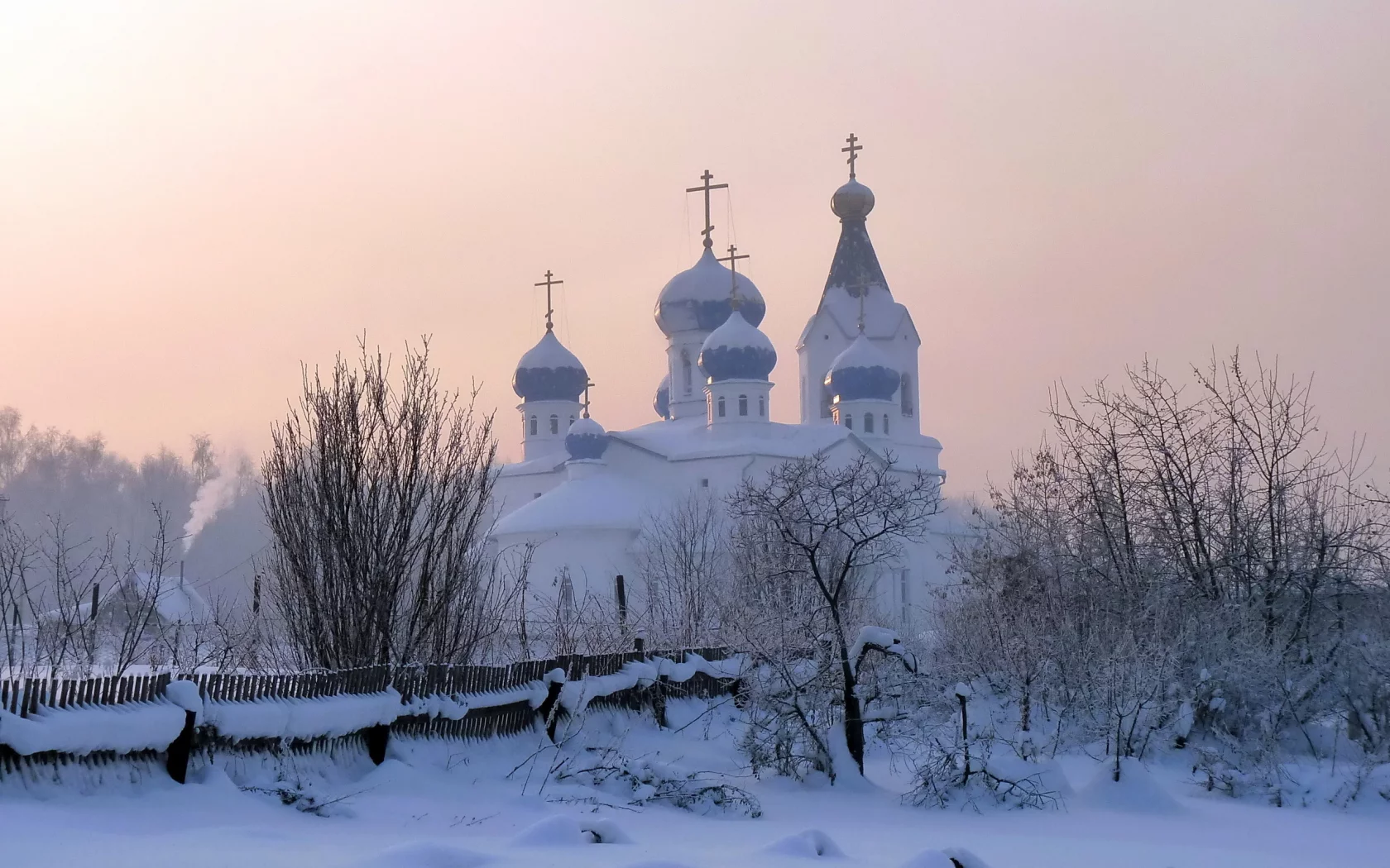 снег, церковь, зима