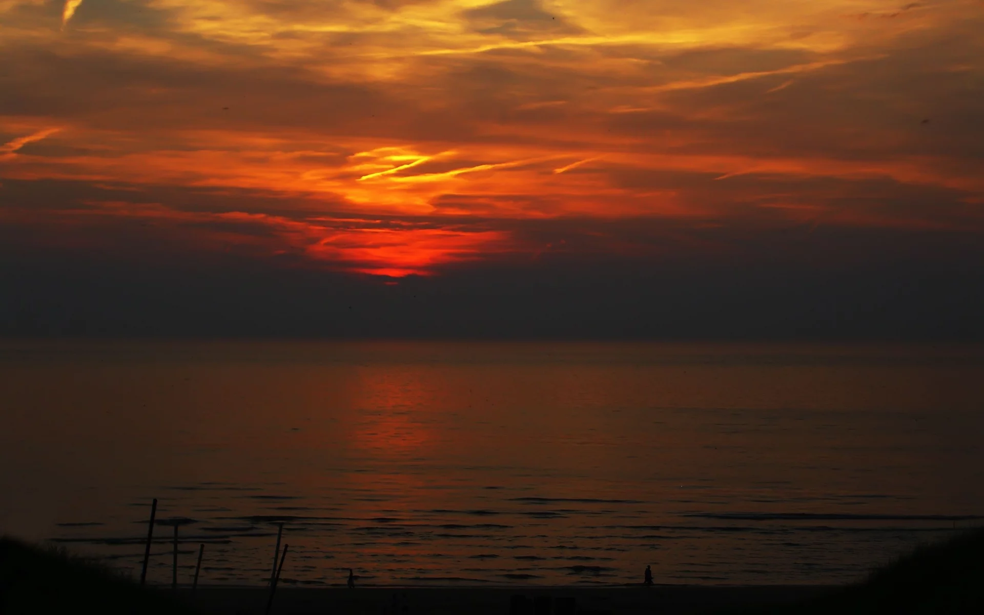 закат, море