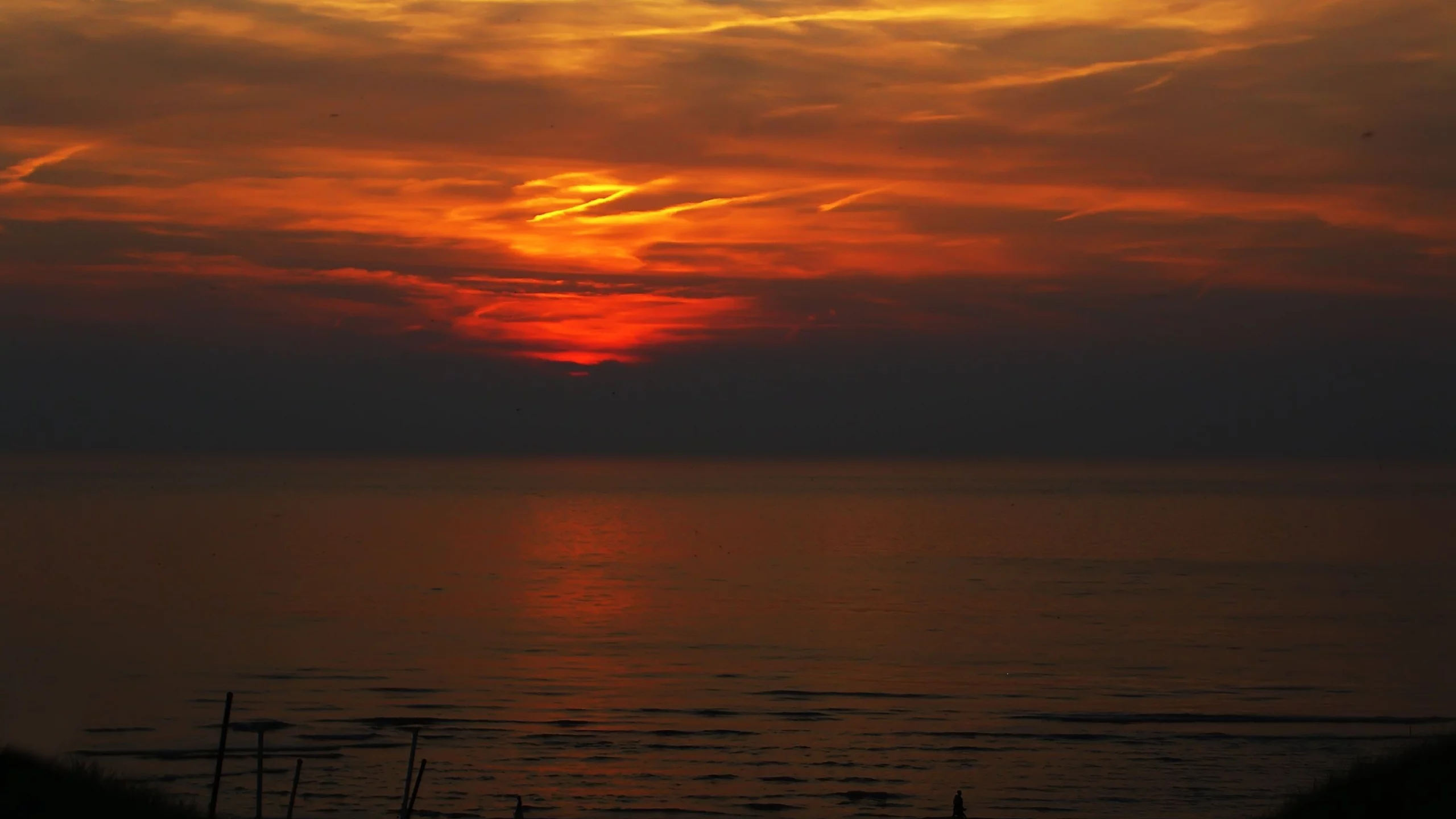 закат, море