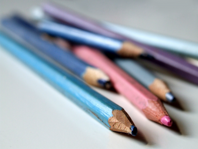 цветные, на, карандаши, столе