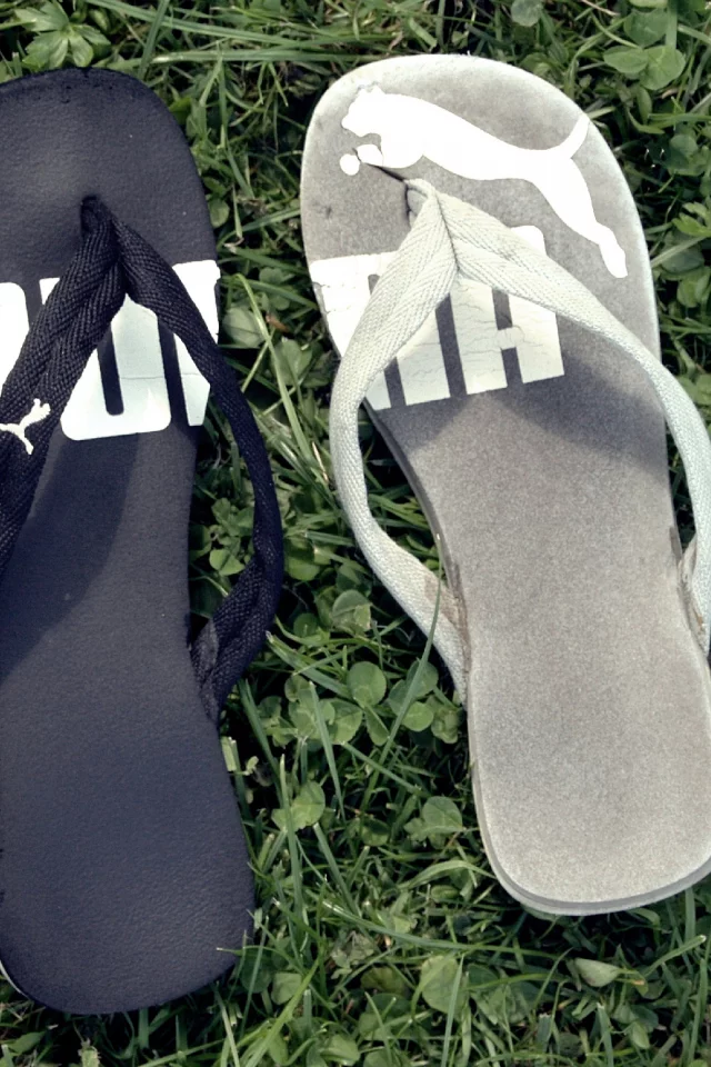 креативные, мода, puma, шлёпки, на траве