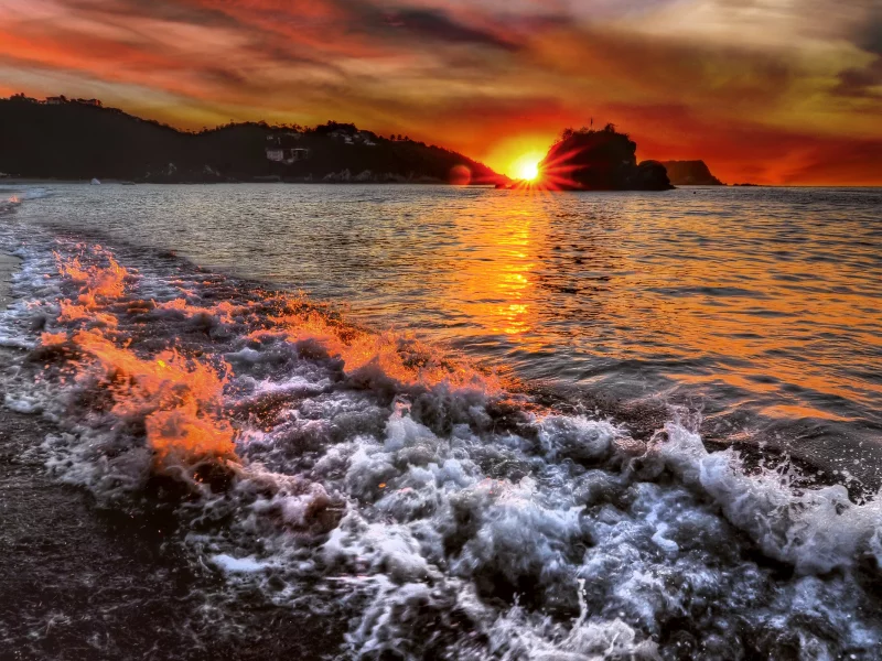 закат, красивий, море