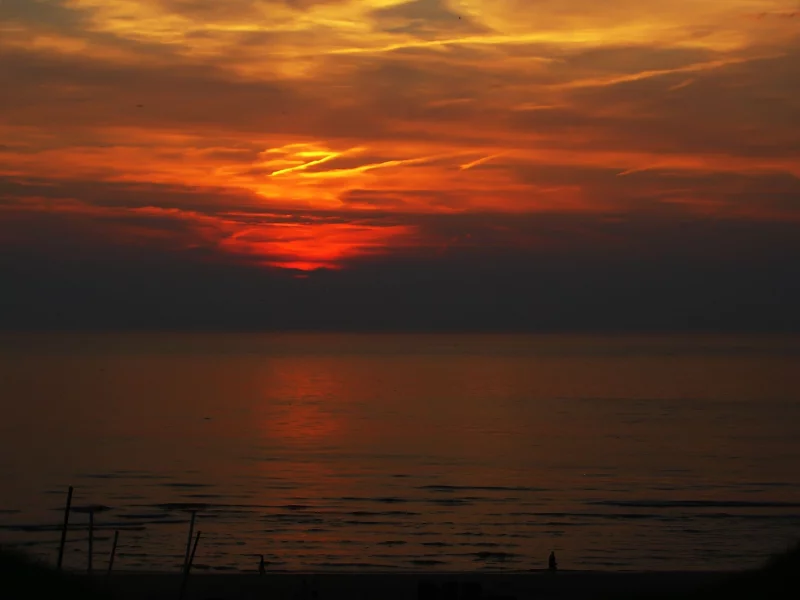 закат, море