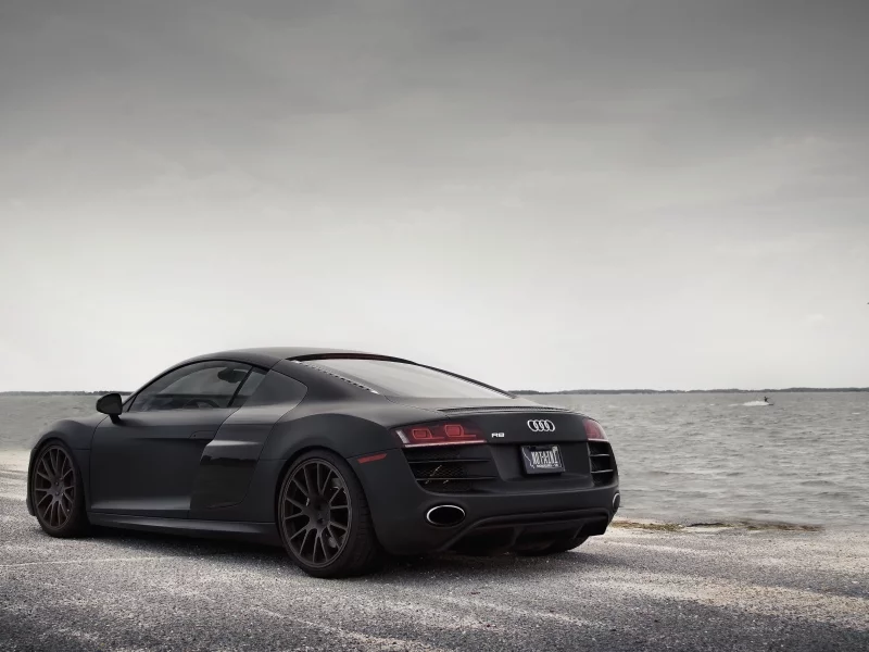 r8, тюнинг, автомобили, авто, audi, black, море, матовая, машины, ауди