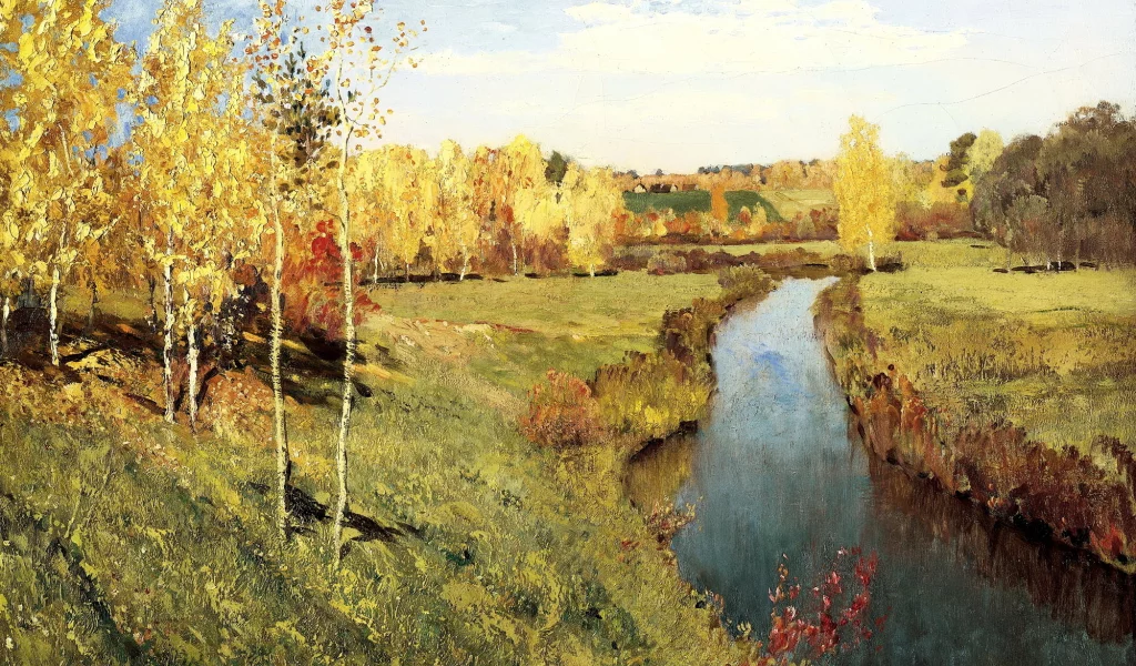 масло, холст, левитан, живопись, золотая осень