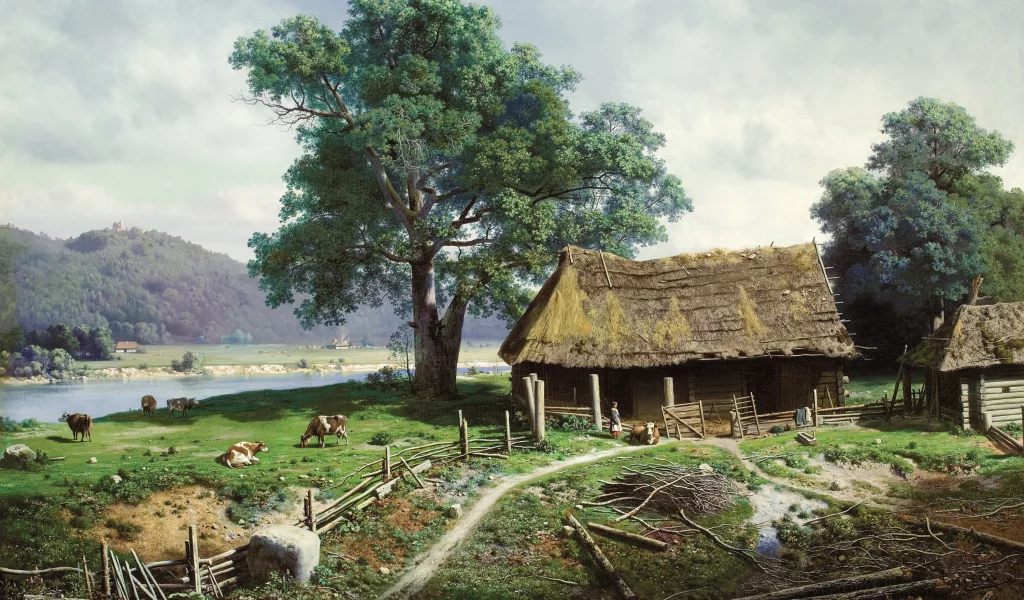 крестьянская, усадьба, клодт, картина