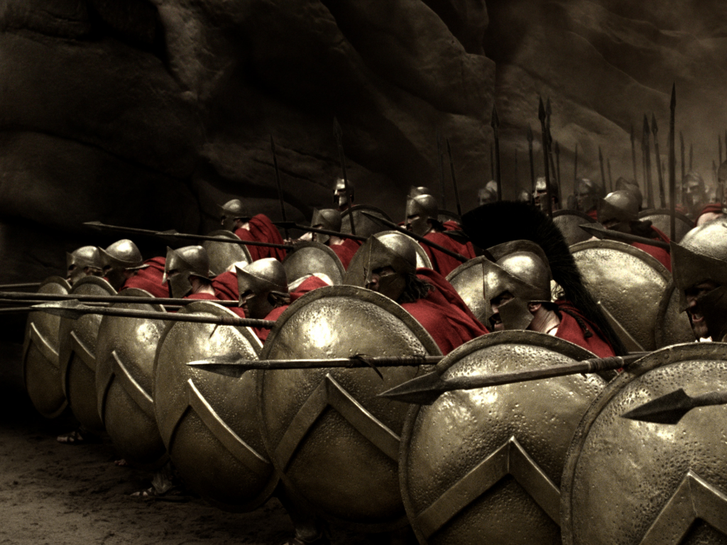 300 Спартанцев, воины, фильм, копья, щиты