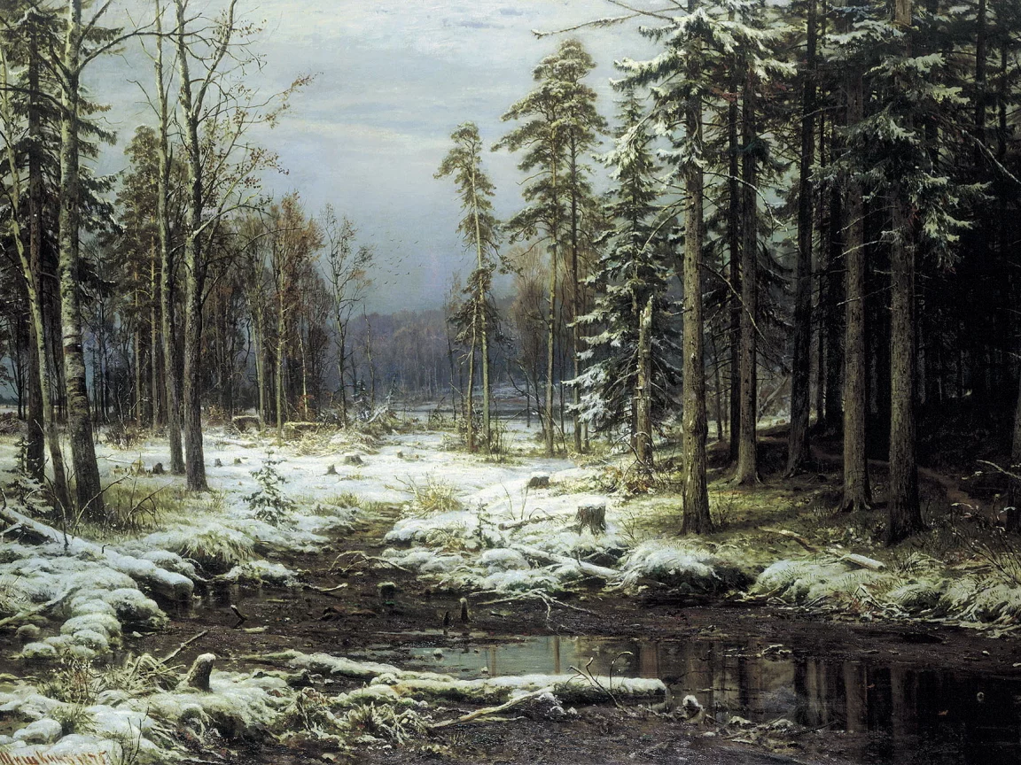 шишкин, первый снег, картина