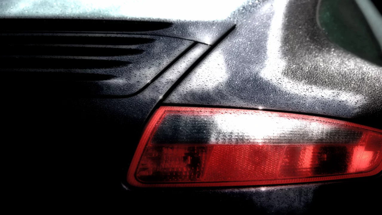 авто, porsche, чёрный, машина, автомобили, автомобиль, машины, капли, фара, вода