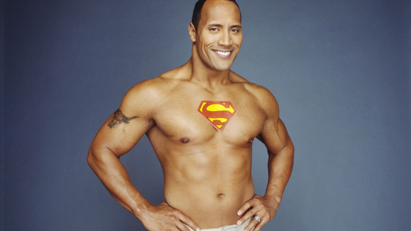 мужчина, Dwayne Johnson, эмблема super-man-a, спортсмен