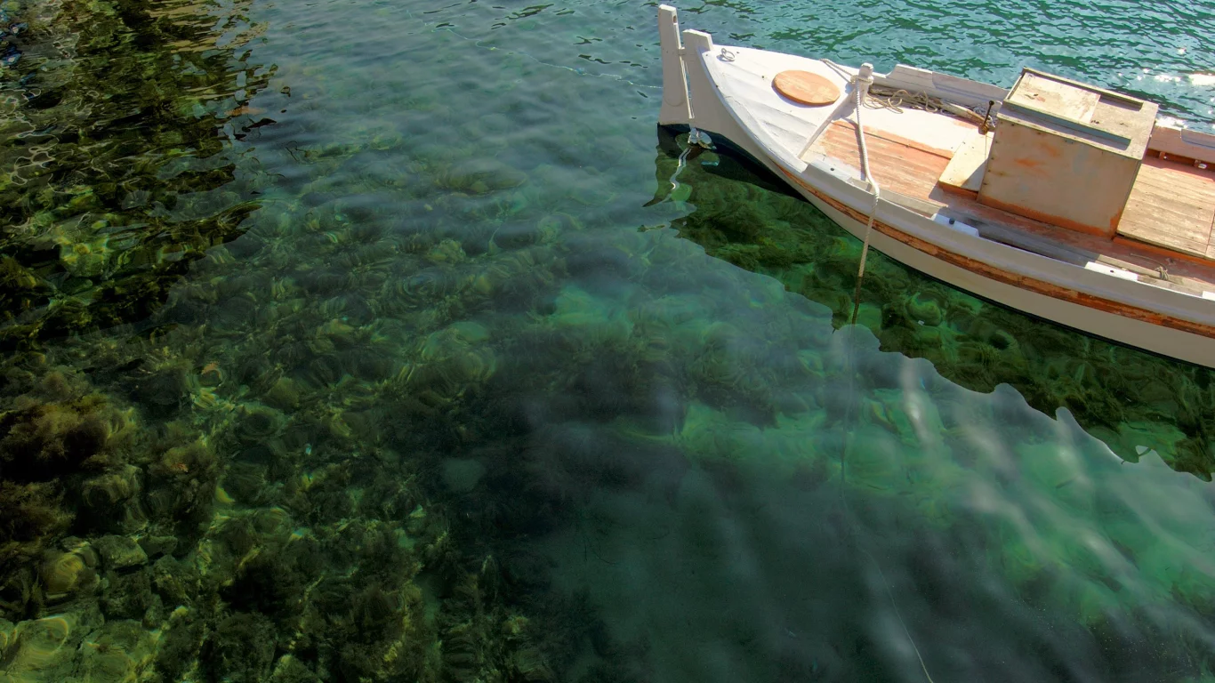 море, лодка, дно