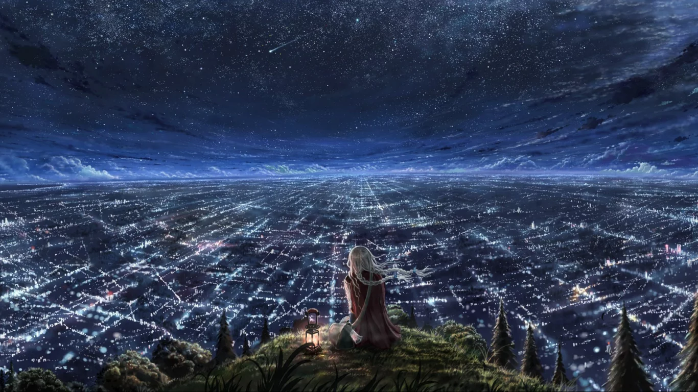 девушка, anime, город