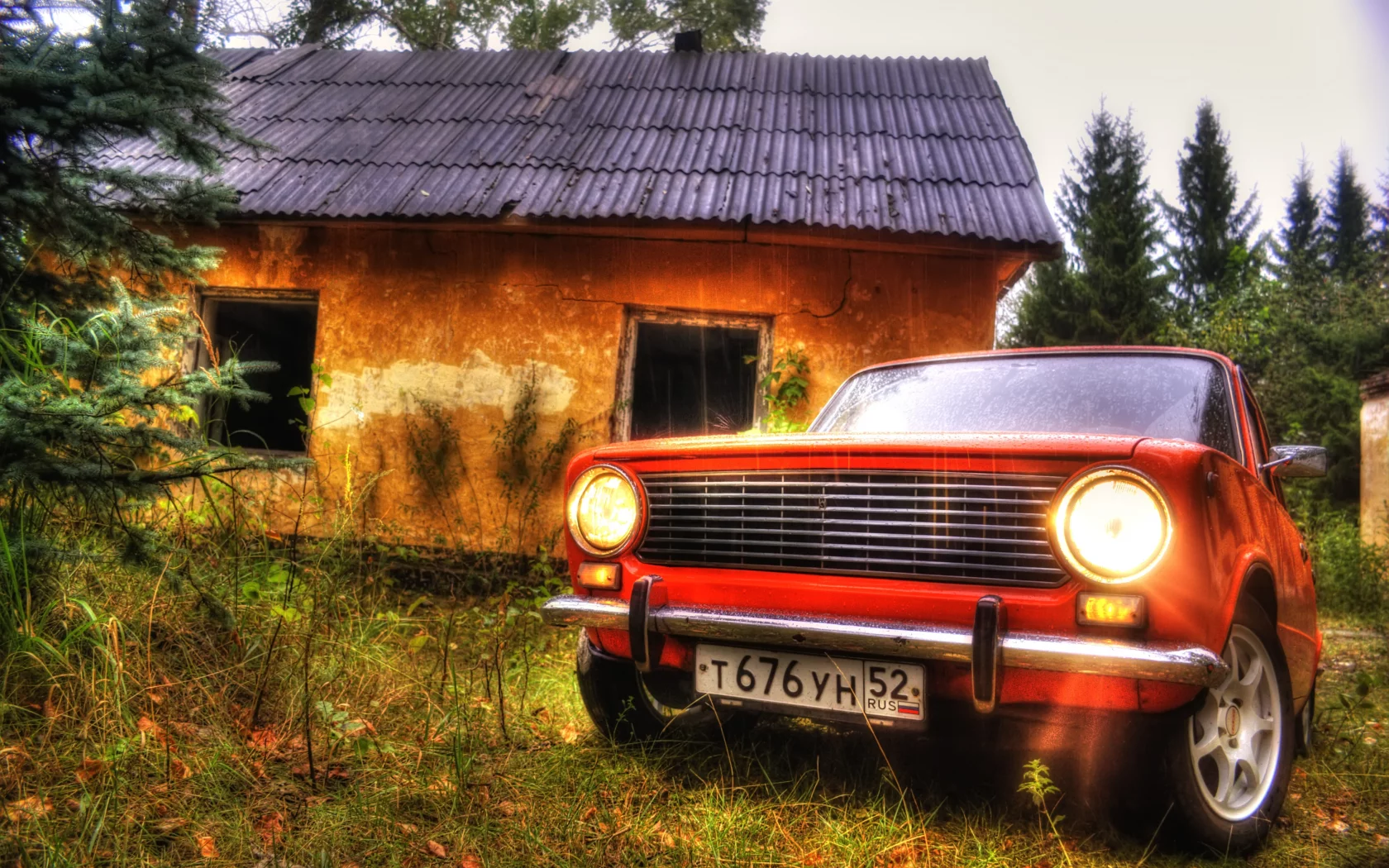 машины, ваз, лес, дом, hdr, авто, автомобили