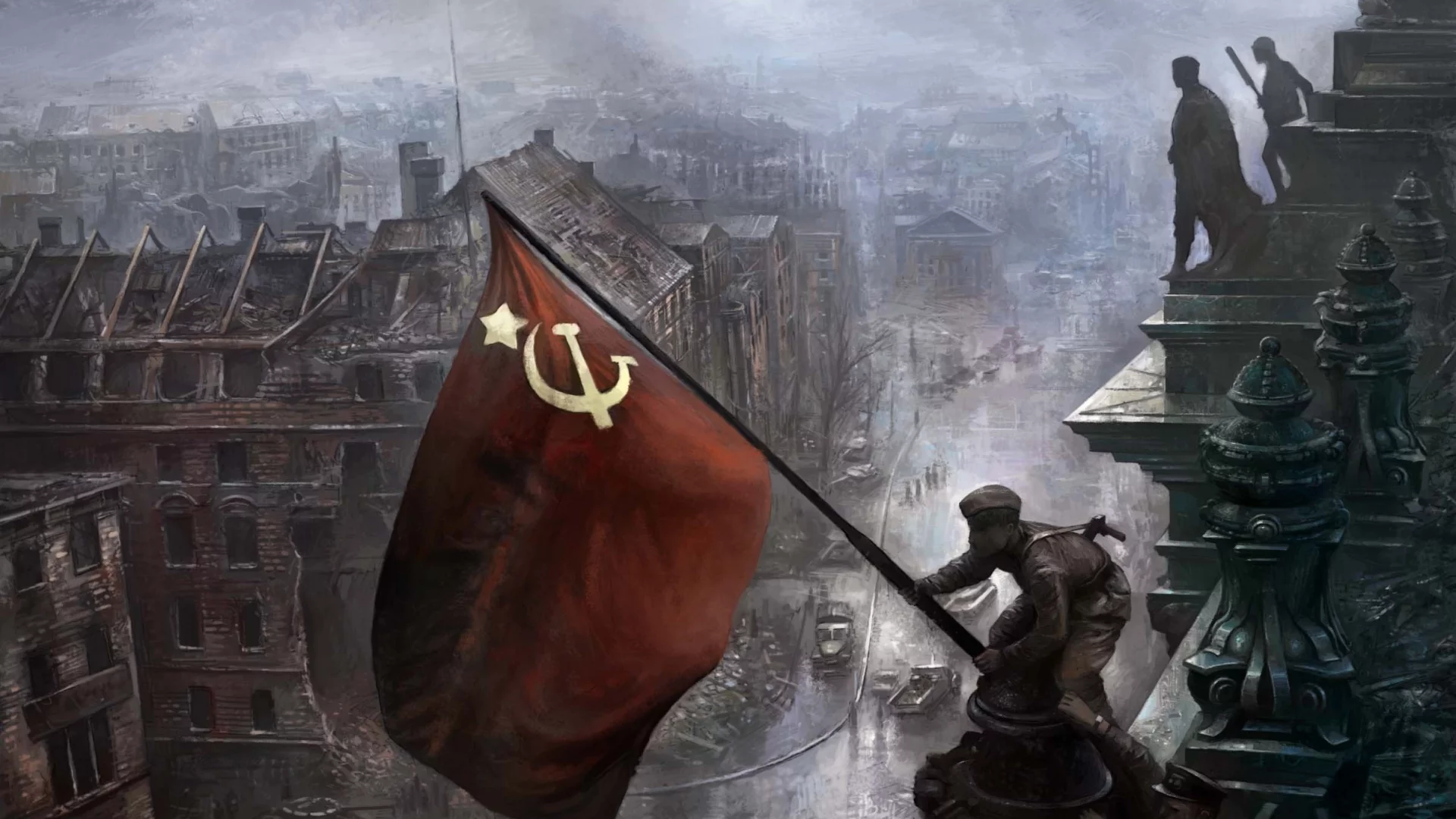 солдаты, день победы, флаг
