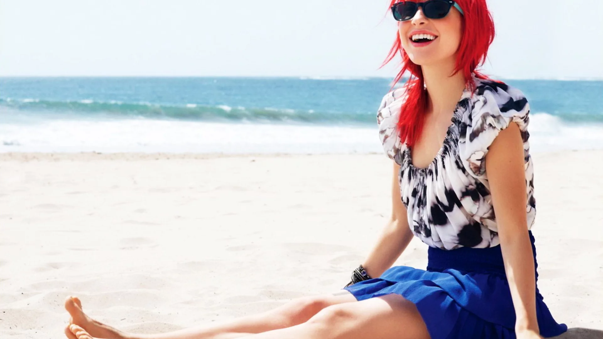 красивая, песок, hayley williams, девушка, солнце, пляж, девушки