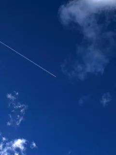 след, облака, самолет, небо