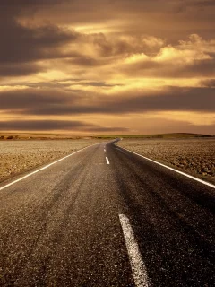 горизонт, вид, пейзаж, небо, холмы, дорога, разметка, обои, дорожный знак