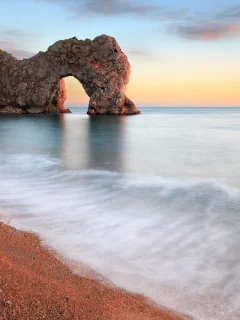 штиль, берег, камни, пляж, райский уголок, обои, скалы, арка, море