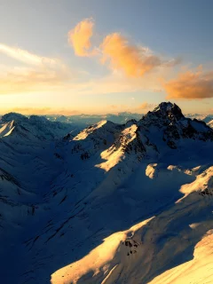 снег, облака, горы