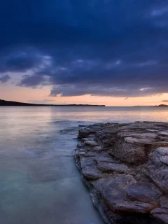 вечер, камни, вода