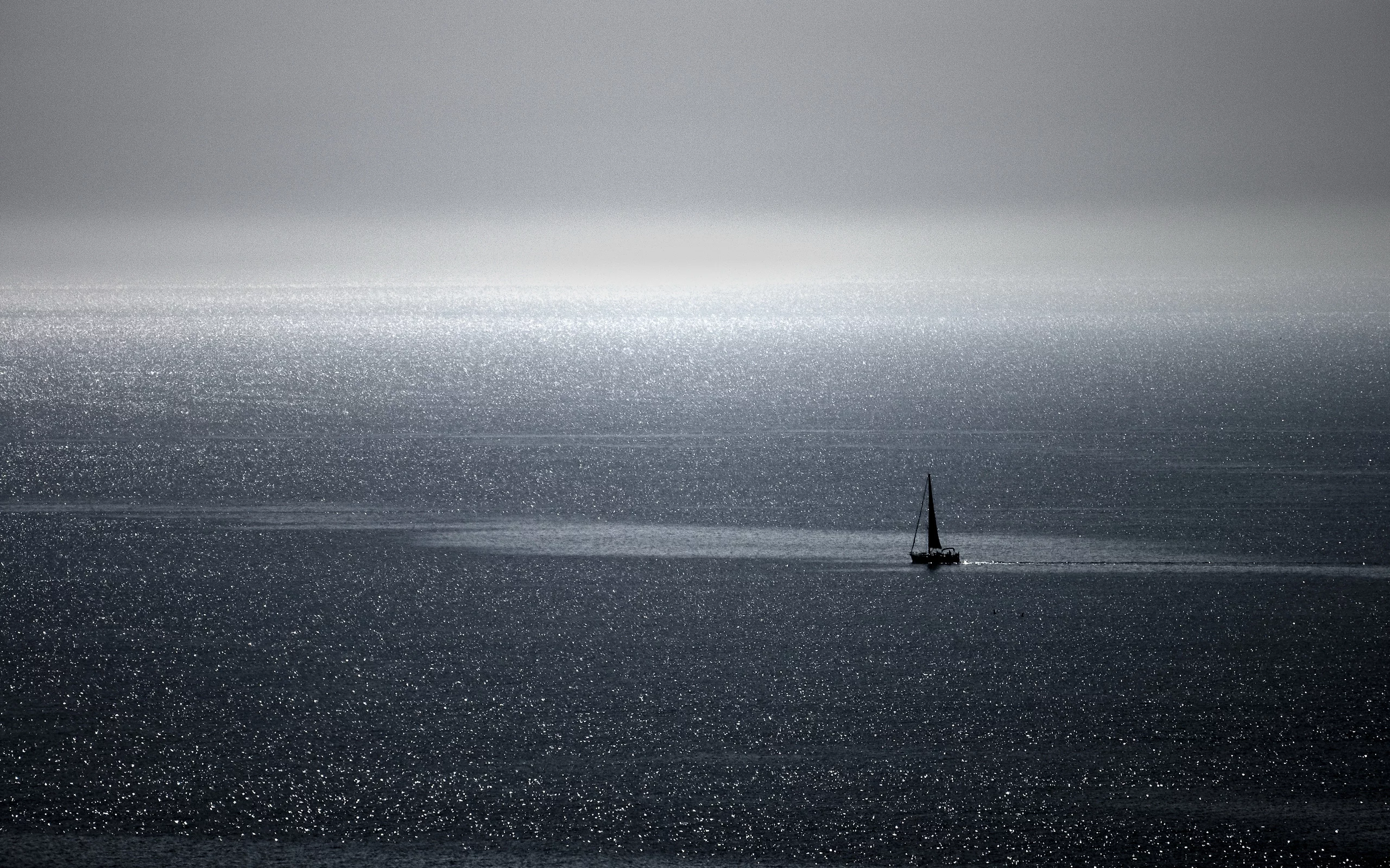 море, парусник, небо, кораблик