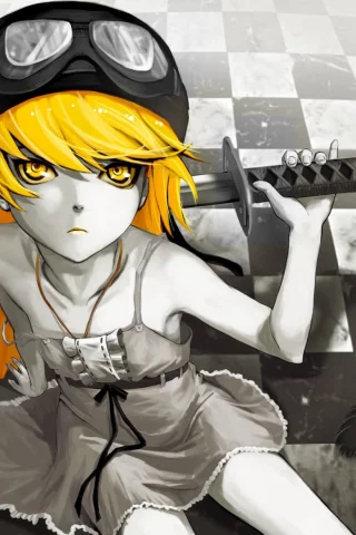 oshino shinobu, катана, bakemonogatari