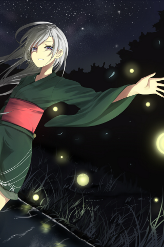 ночь, кимоно, река