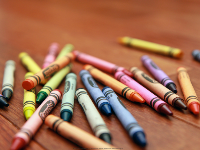 карандаши, стол, разноцветный