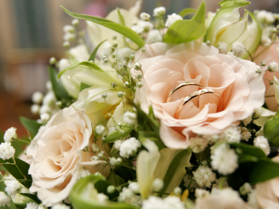свадьба, розы, обручальные кольца, букет