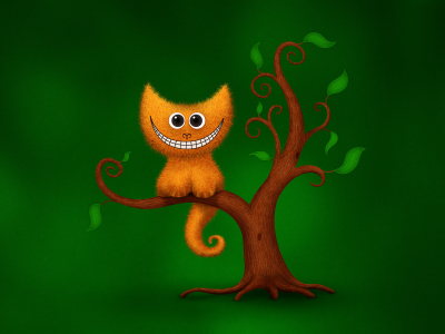 юмор, дерево, улыбка, зеленый, чеширский кот, кот