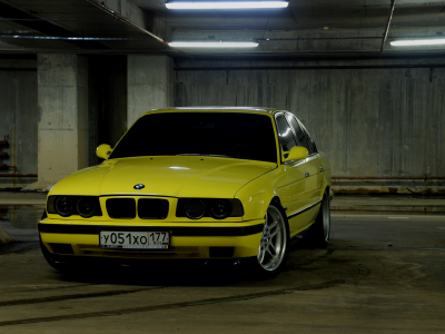 e34, m5, стоянка, bmw, желтый