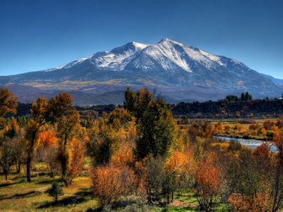 гора, деревья, осень