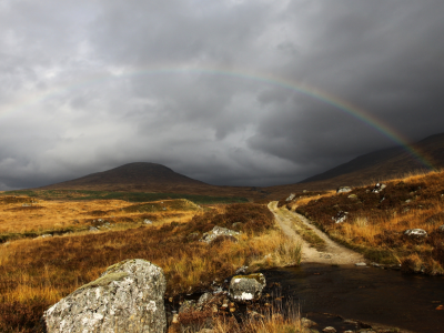 шотландия, радуга, серый, небо, облака