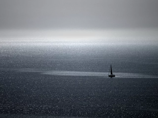 море, парусник, небо, кораблик