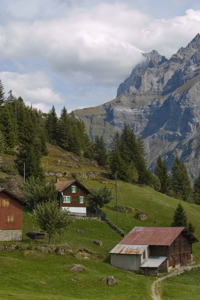горы, швейцария, деревня