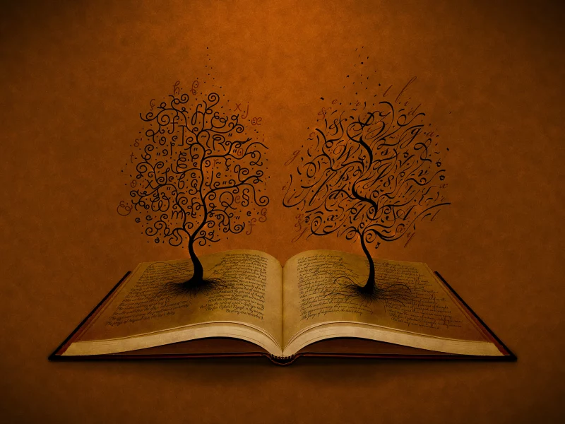 деревья, книга, буквы