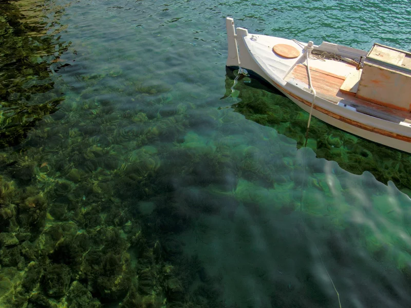 море, лодка, дно