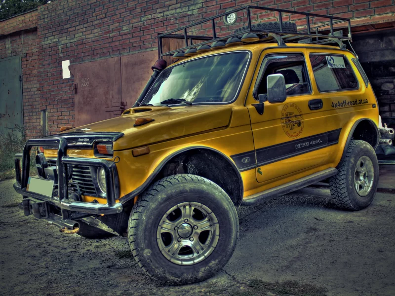 4х4, жёлтая, машины, авто, hdr, нива, автомобили