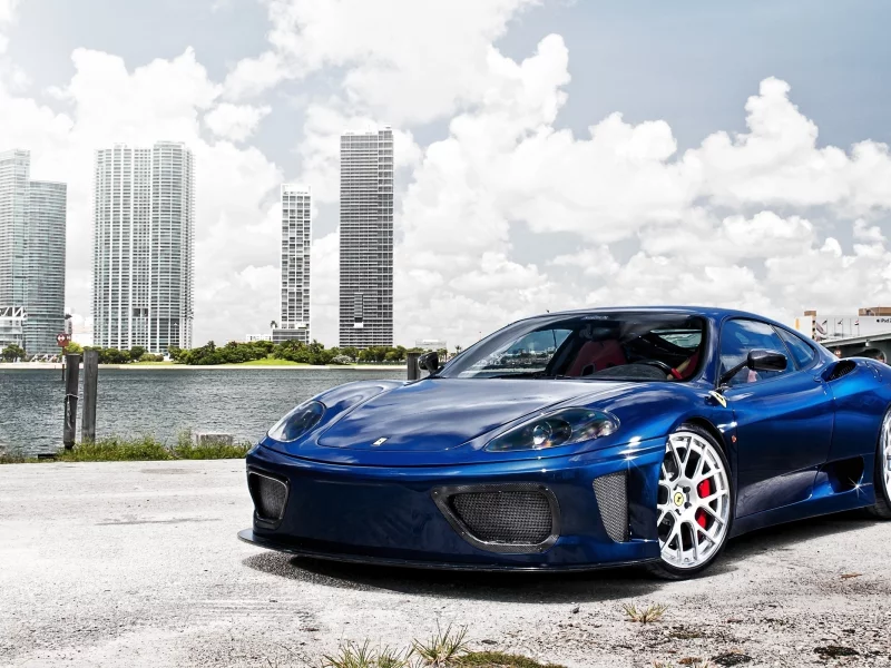 авто, ferrari, city, машины, blue, автомобили
