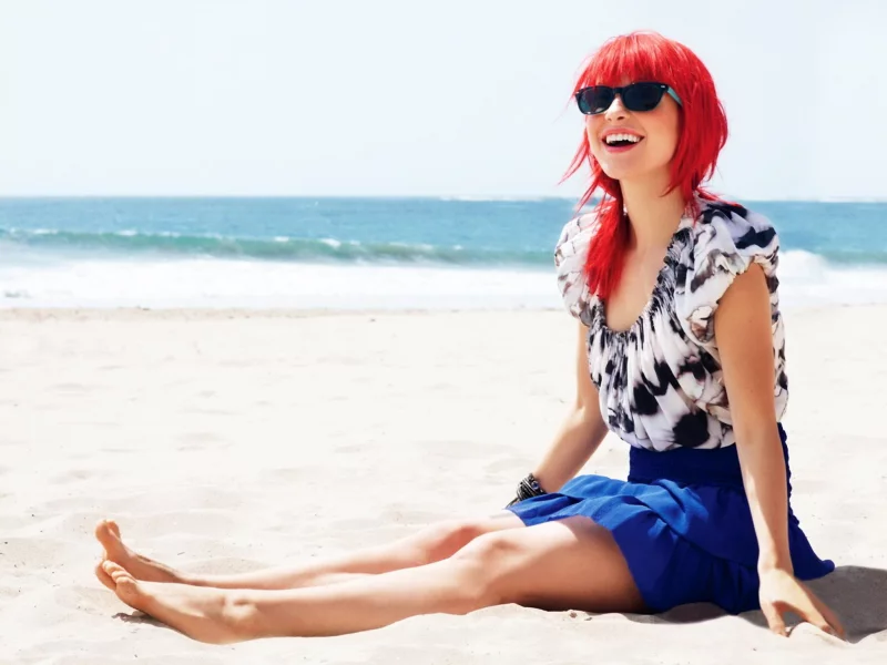 красивая, песок, hayley williams, девушка, солнце, пляж, девушки