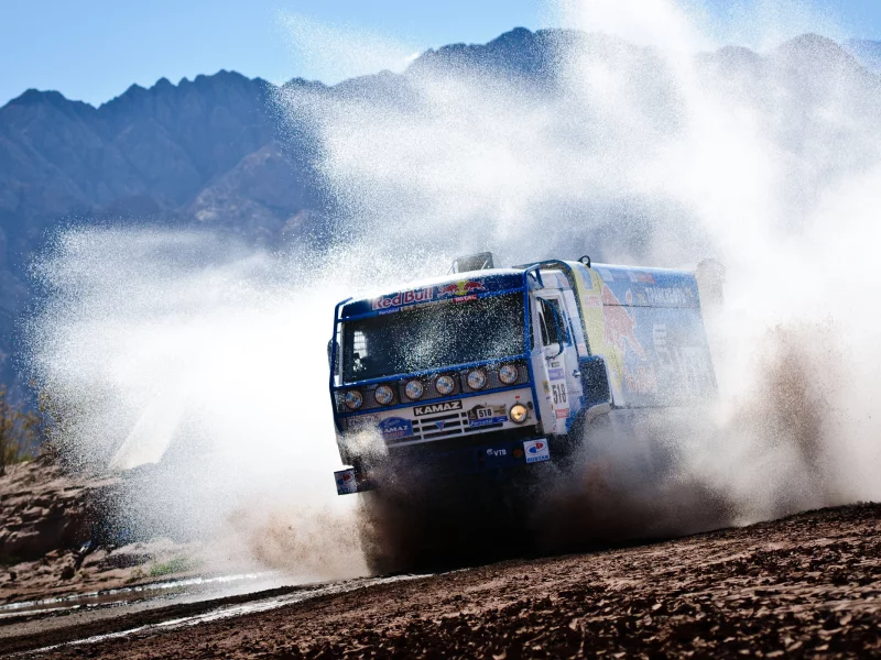 kamaz, red bull, авто, вода, машины, автомобили