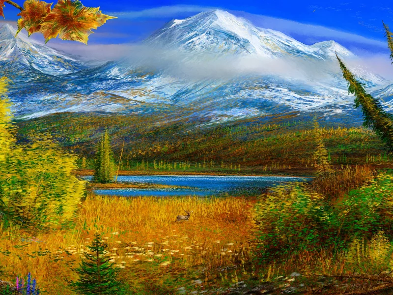 картина, осень, горы