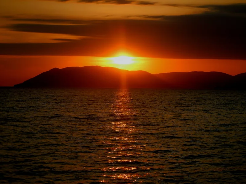 море, закат, солнце