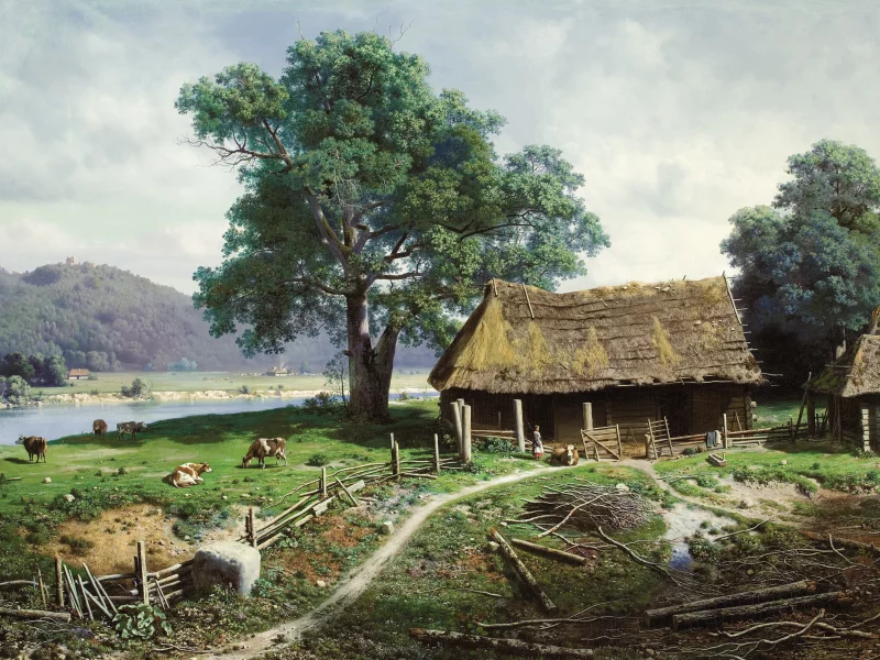 крестьянская, усадьба, клодт, картина