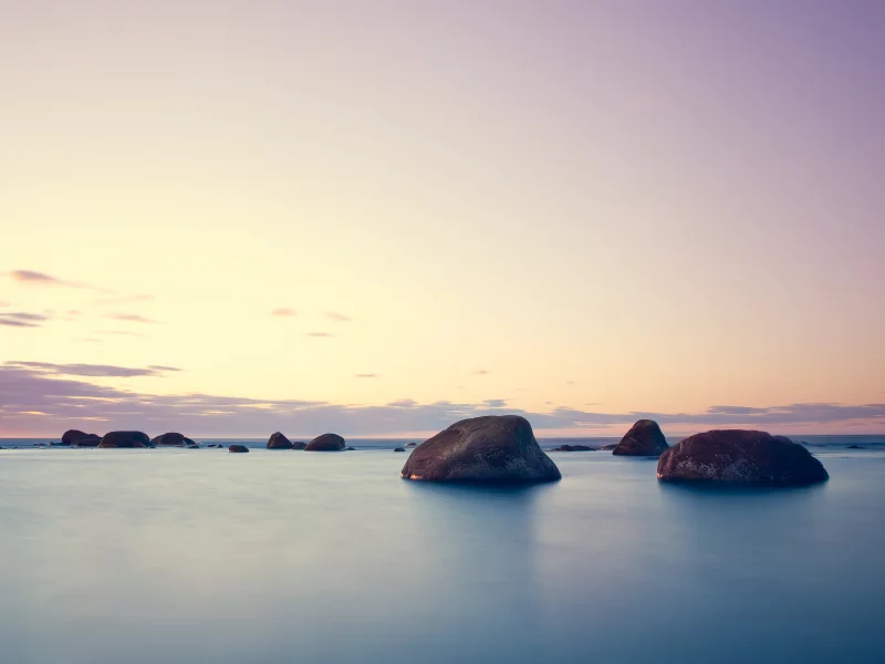 камни, небо, море, закат