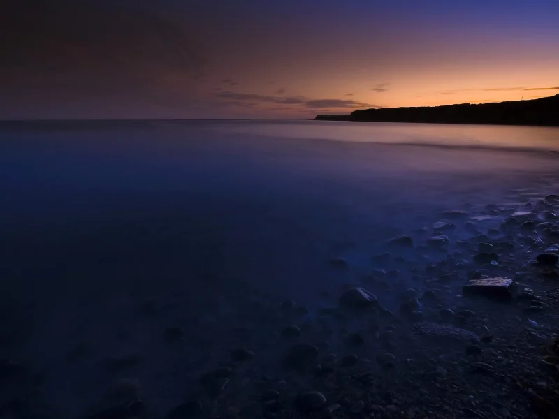 вода, камни, море, берег, вечер, закат