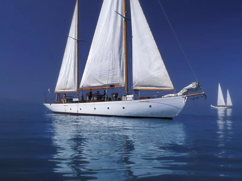 море, яхта, синий